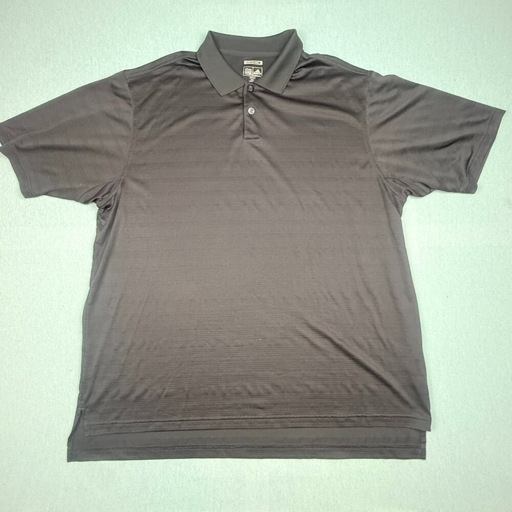 Adidas Shirt Mens XXL (2xl) Black Climacool Short Sleeve Logo Golf Performance